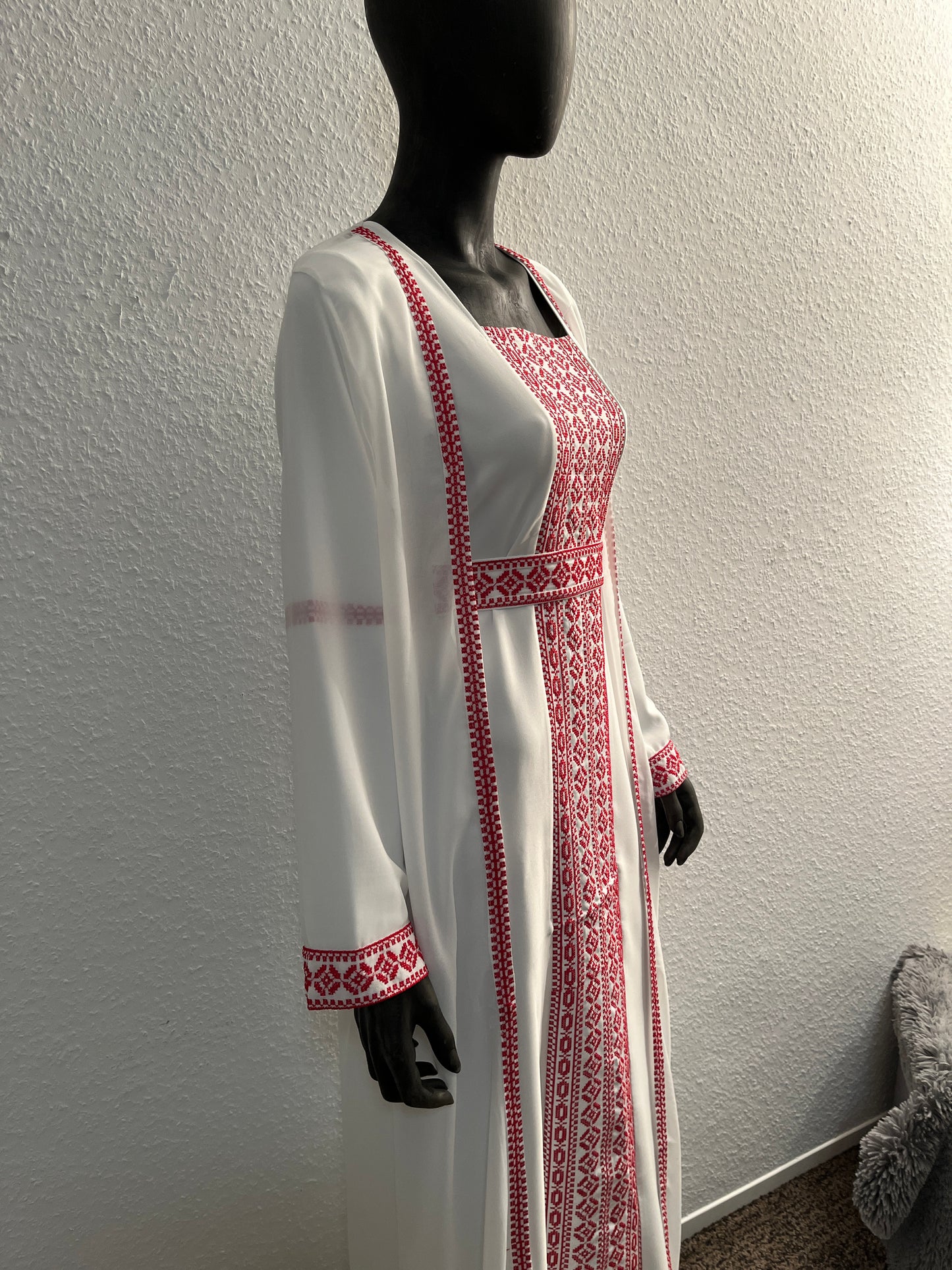 Palästina Abaya Weiß 3 Teiler