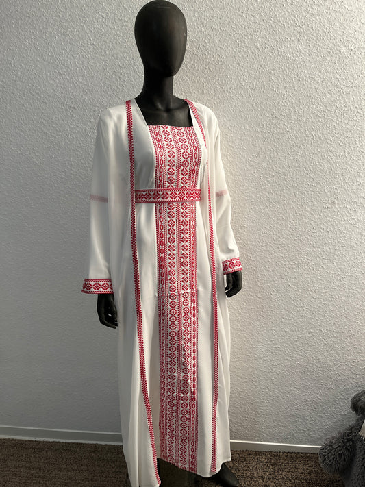Palästina Abaya Weiß 3 Teiler