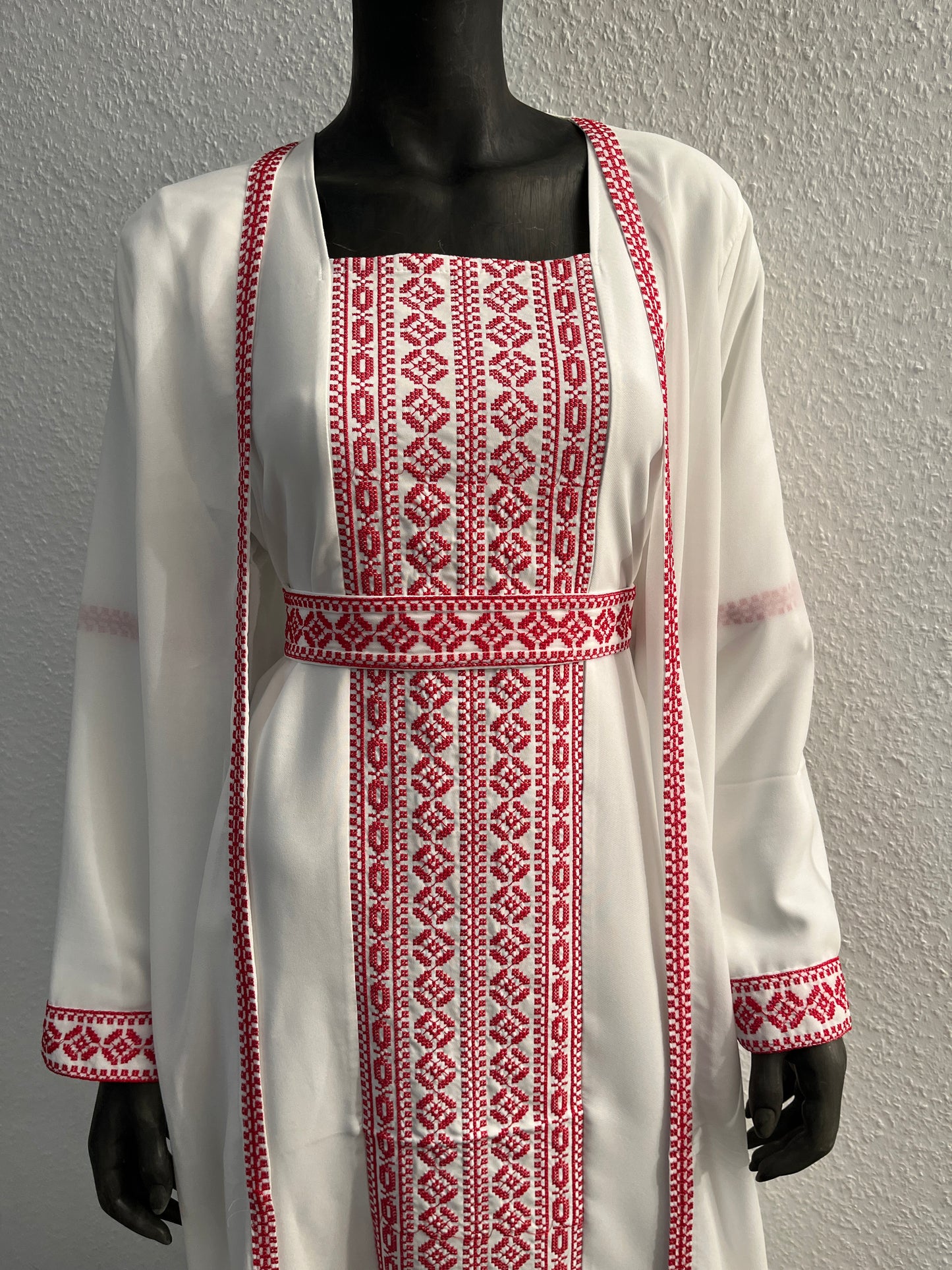 Palästina Abaya Weiß 3 Teiler